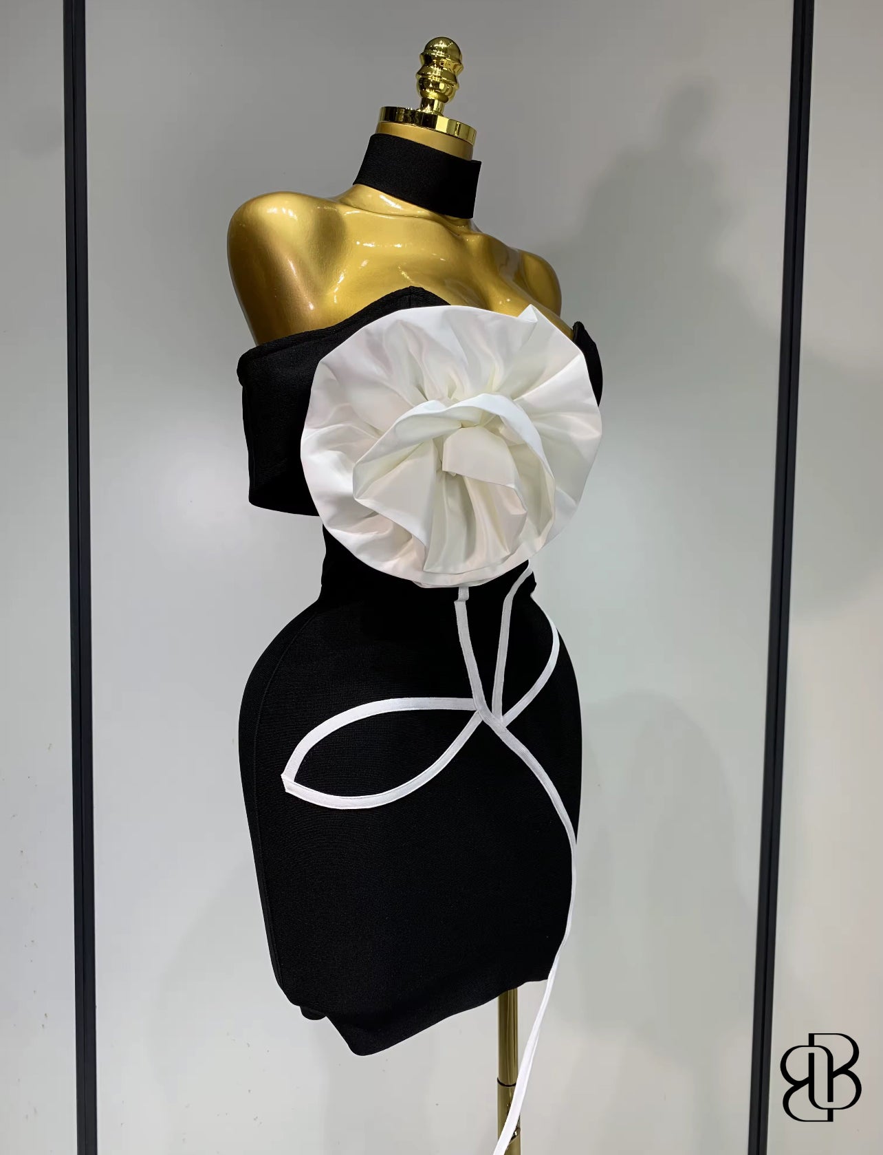 BellisimaLuxe Monochrome Bloom Bandage Dress