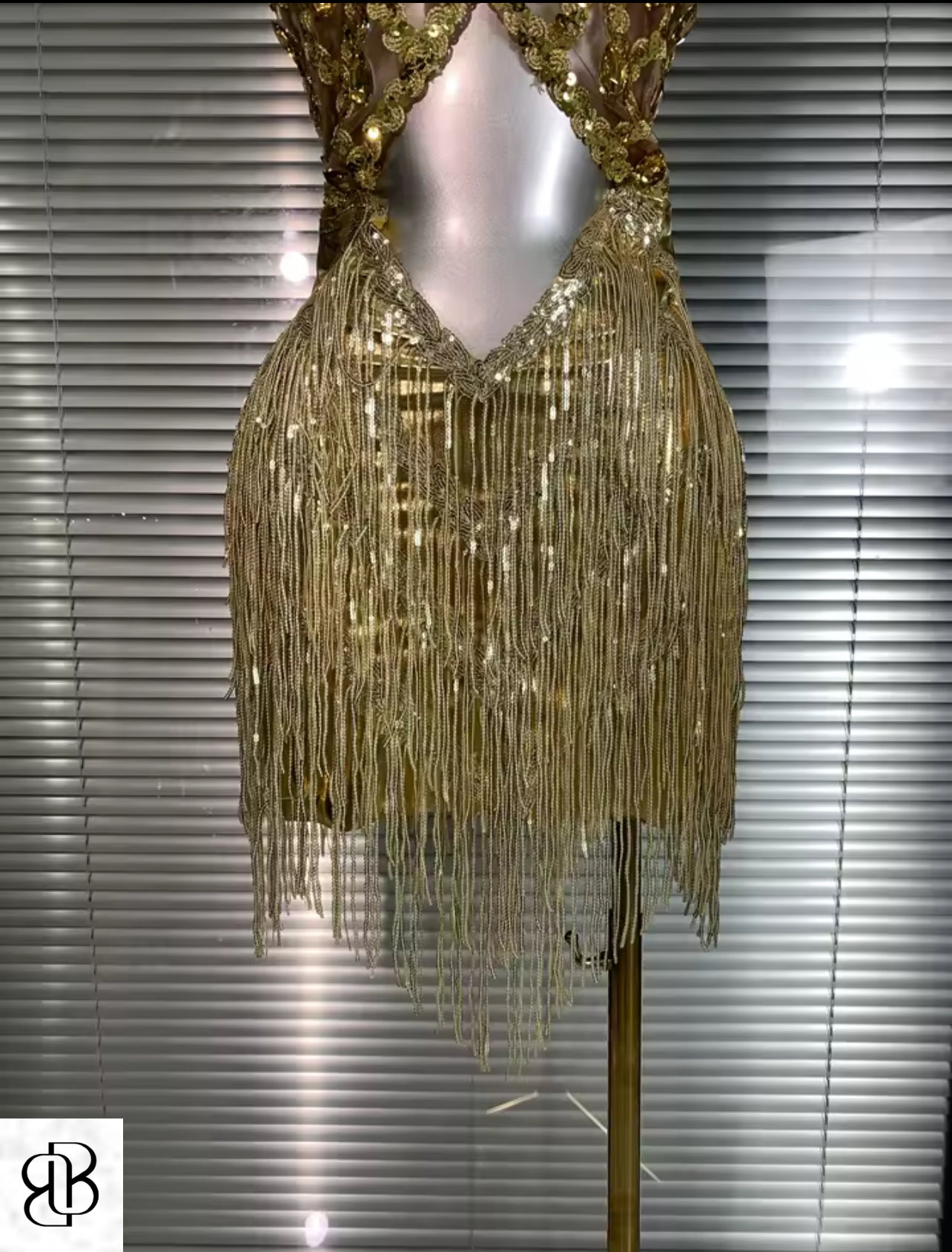 BellisimaLuxe Golden Empress Fringe Dress