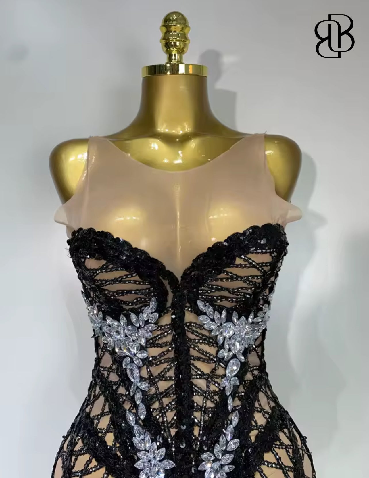 Seductress Noir Beaded Fringe Mini Dress