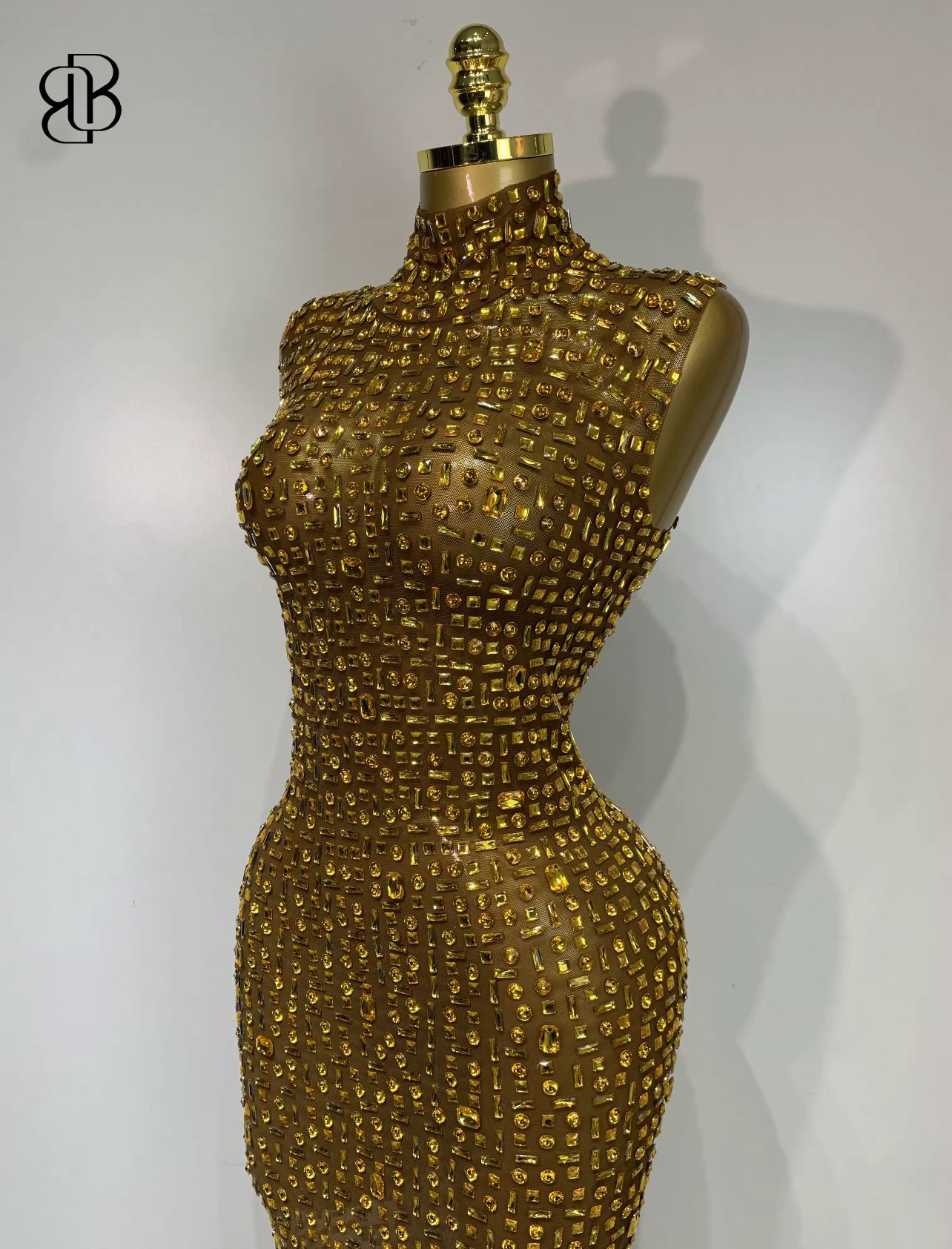 BellisimaLuxe Radiance Crystal Mesh Gown (Purple & Gold)