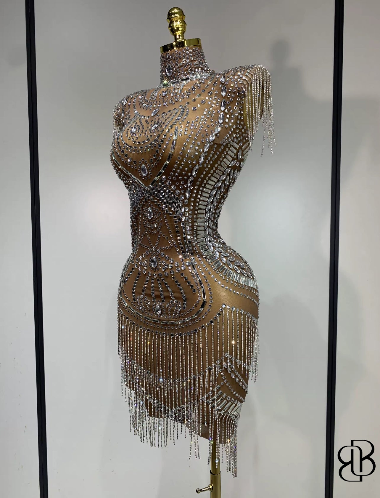 BellisimaLuxe Diamond Cascade Illusion Dress