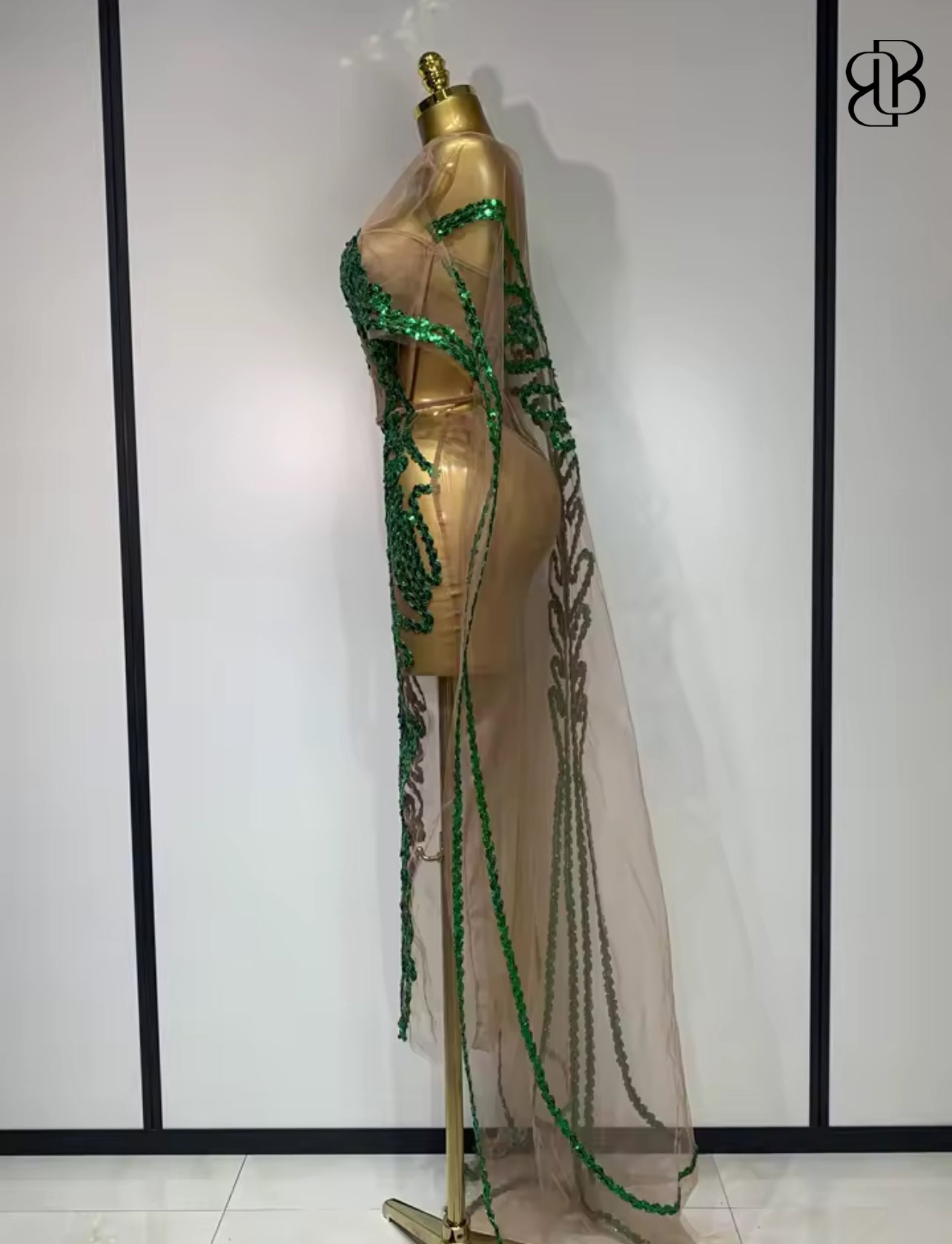 Emerald Envy Illusion Gown – Luxe Green Sequin Gown | Red Carpet Dress
