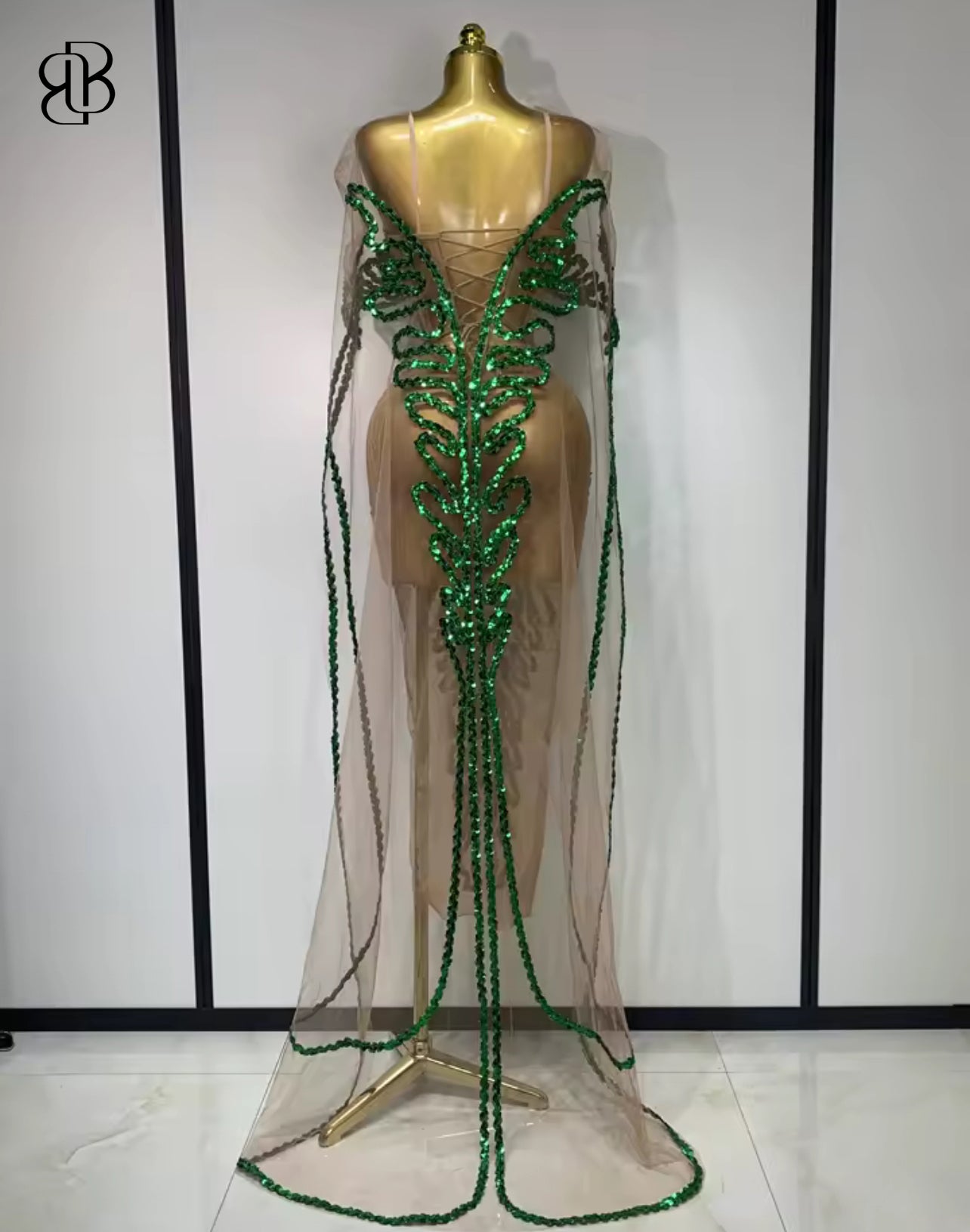 Emerald Envy Illusion Gown – Luxe Green Sequin Gown | Red Carpet Dress