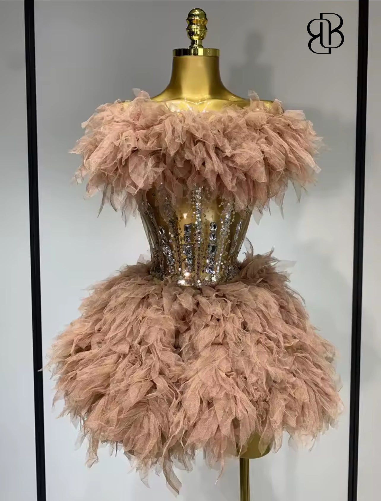 BellisimaLuxe Blush Feather Corset Set