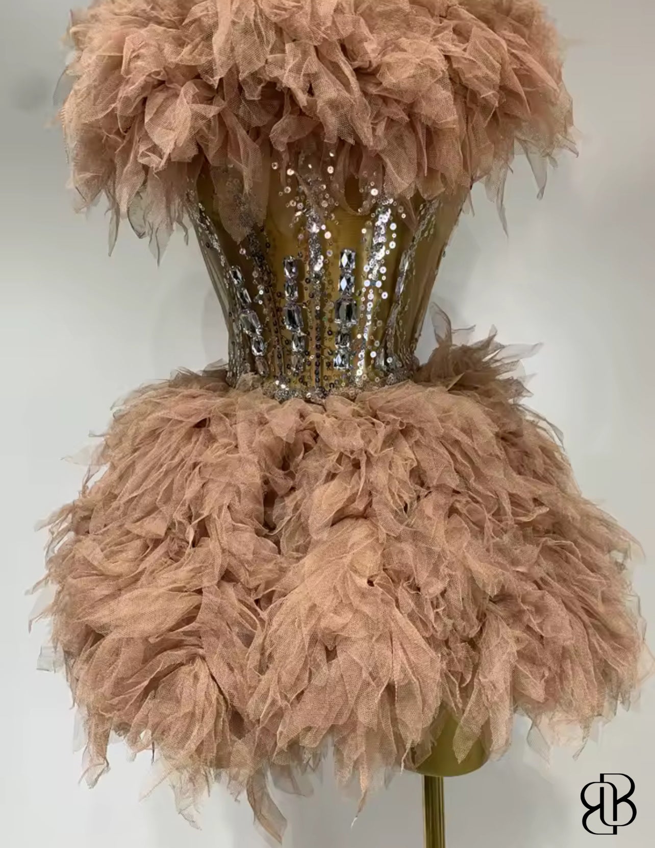 BellisimaLuxe Blush Feather Corset Set