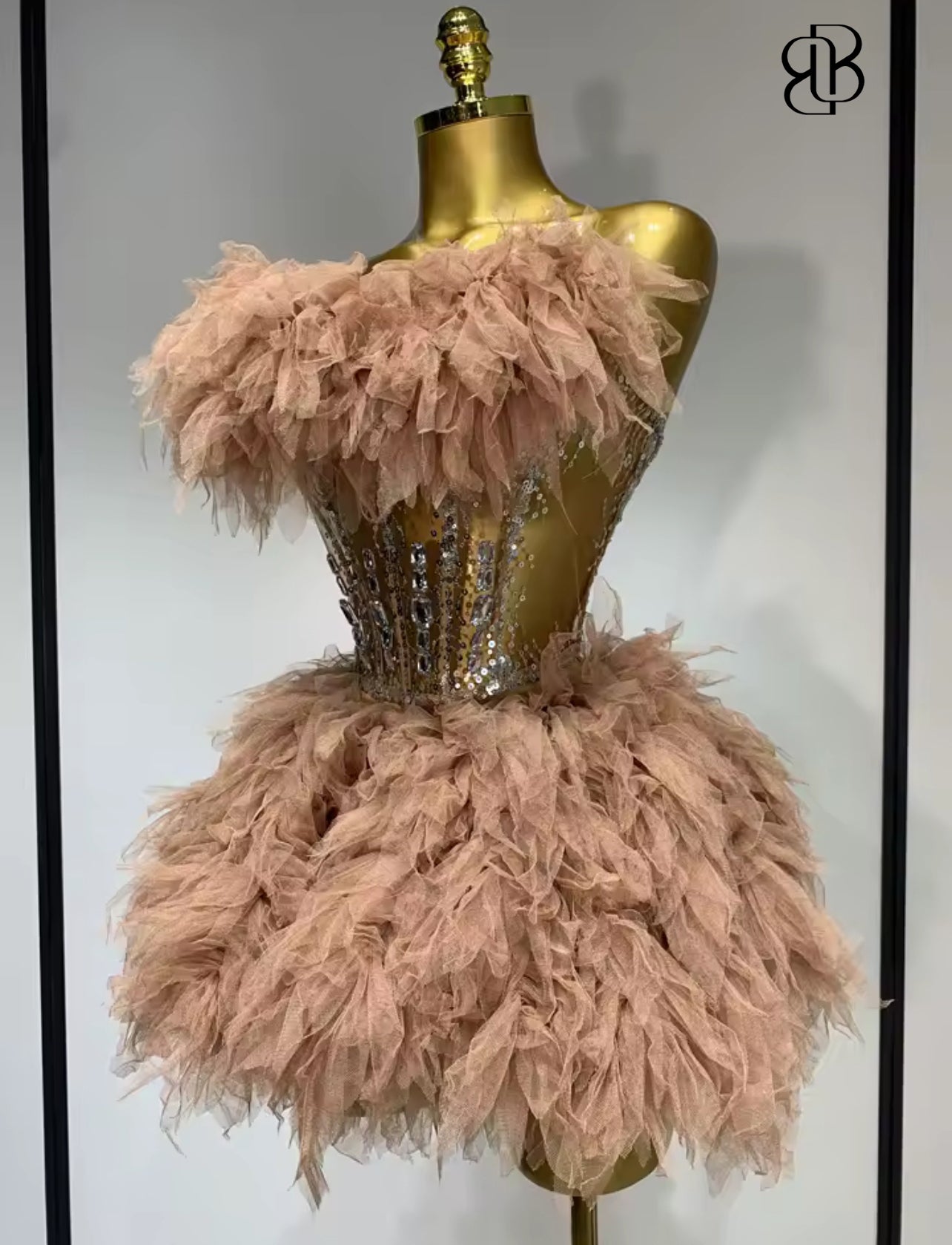 BellisimaLuxe Blush Feather Corset Set