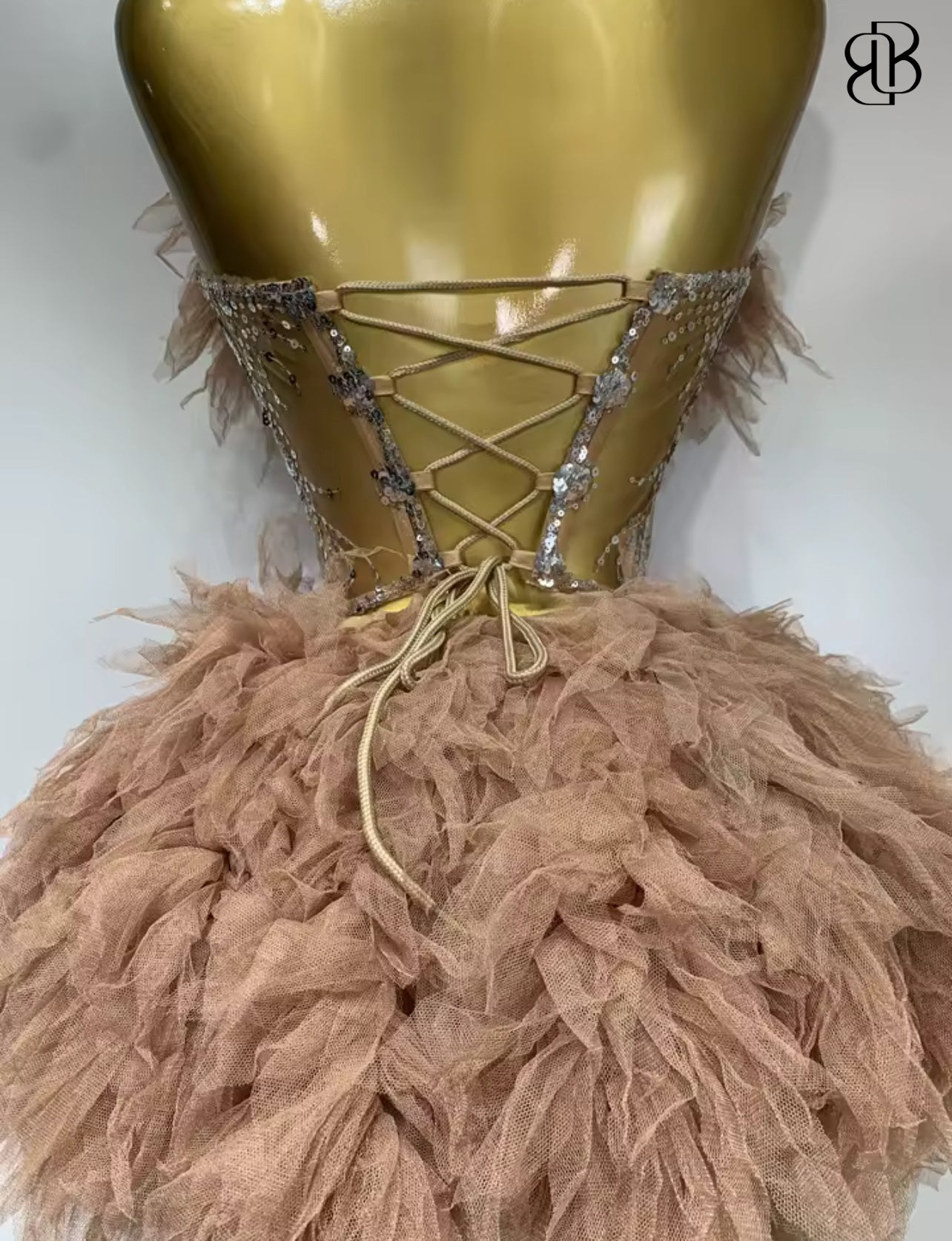BellisimaLuxe Blush Feather Corset Set