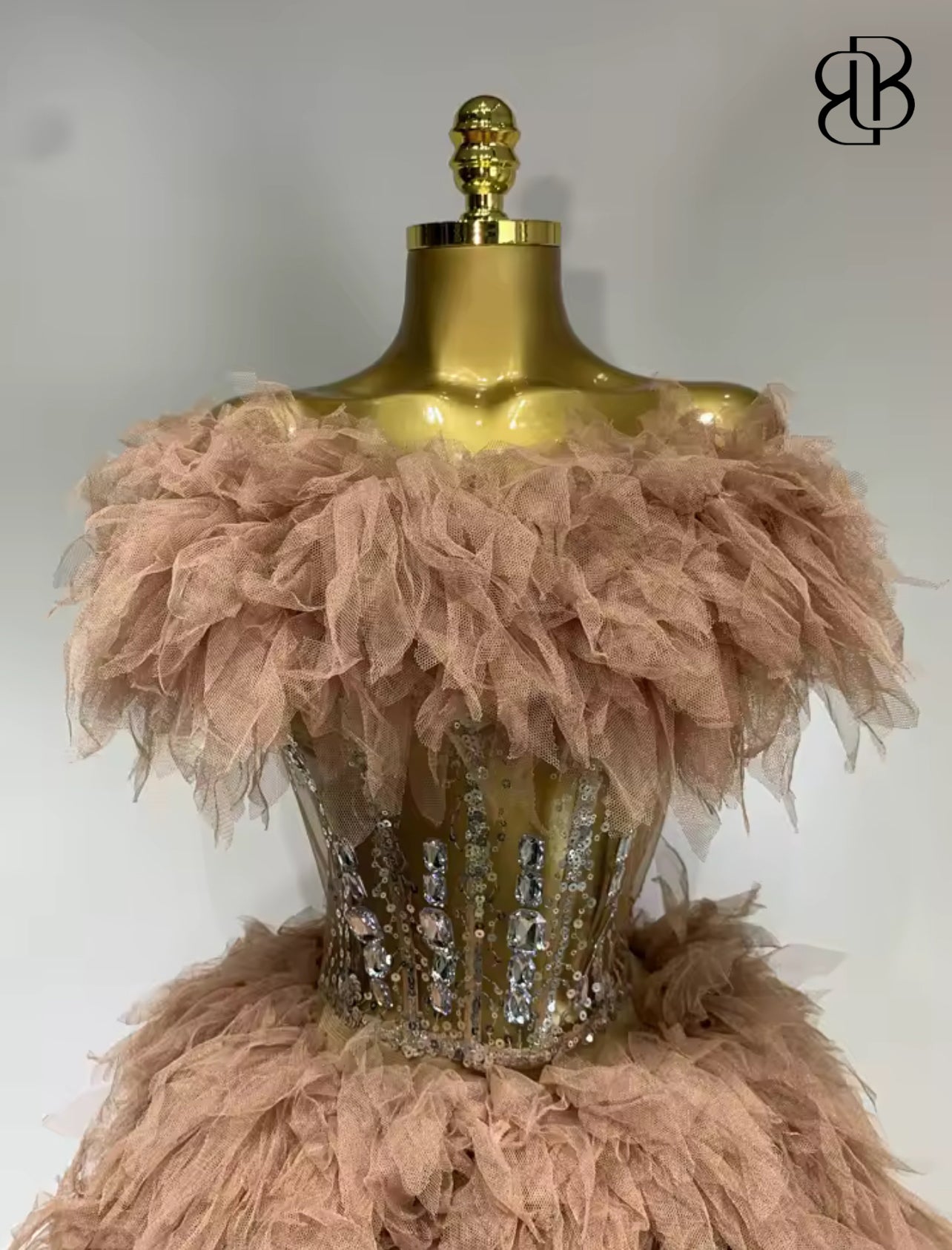 BellisimaLuxe Blush Feather Corset Set