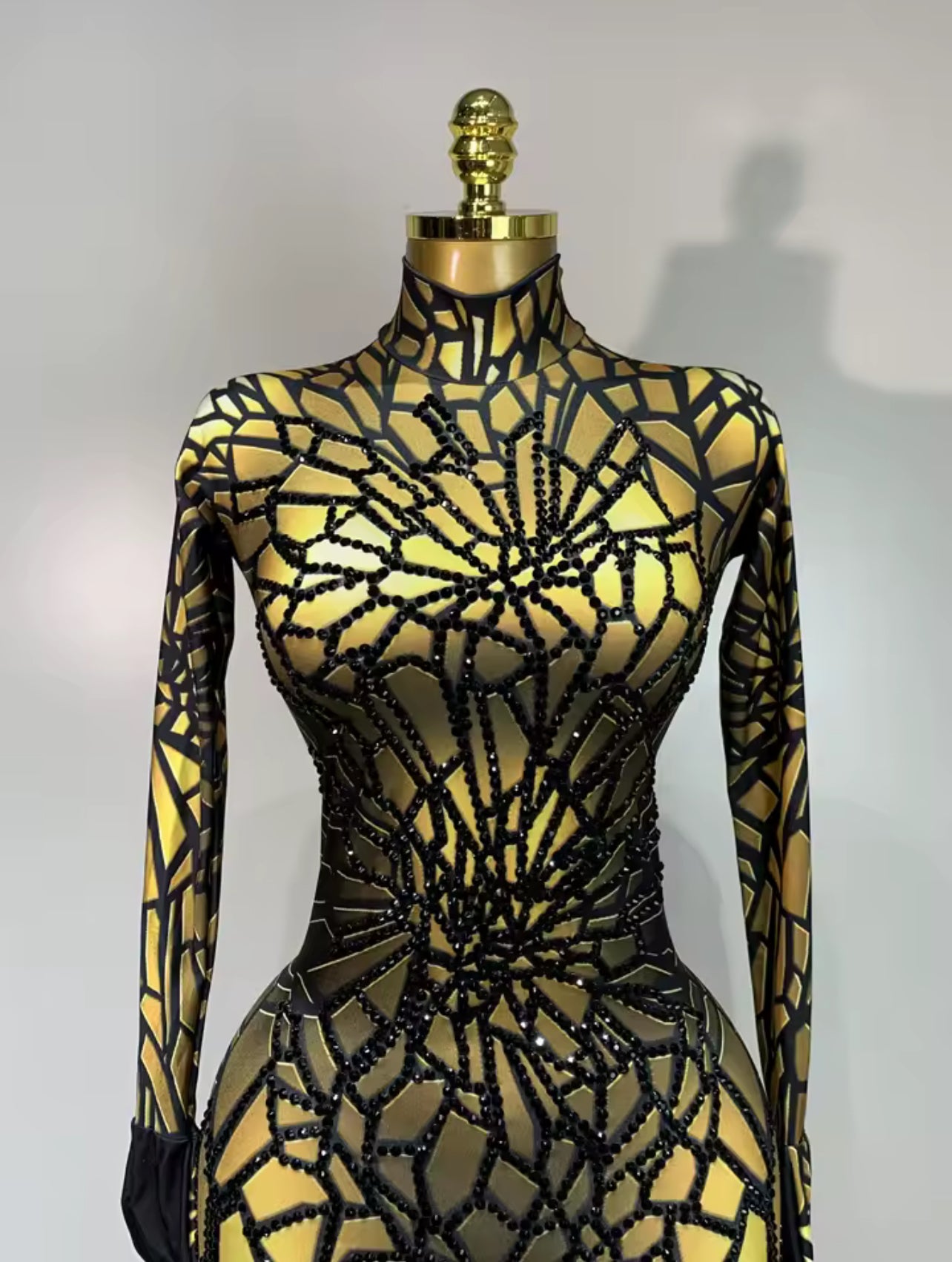 BellisimaLuxe Webbed Illusion Glitter Catsuit