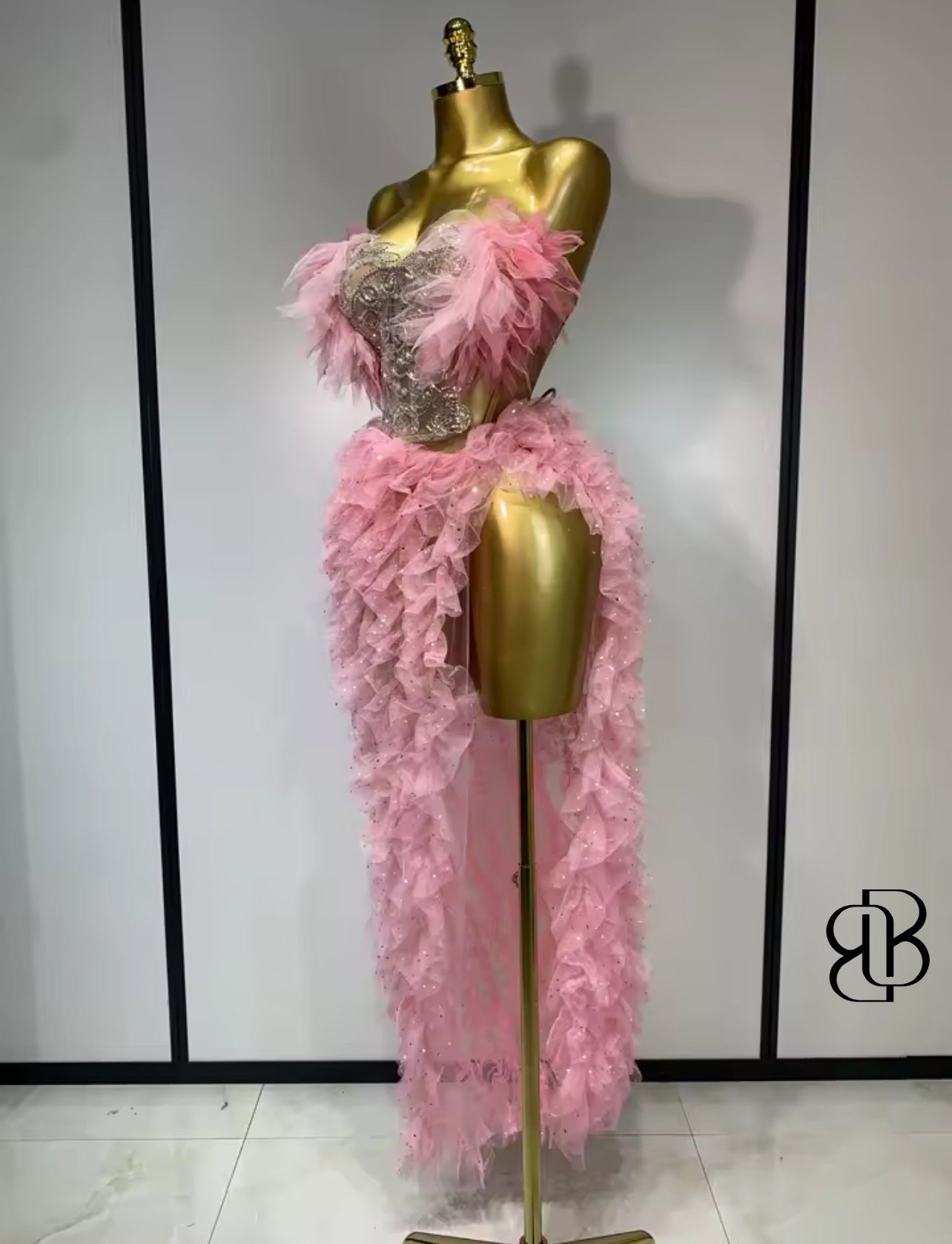 Ruffled Blush Sequin 2-Piece Set