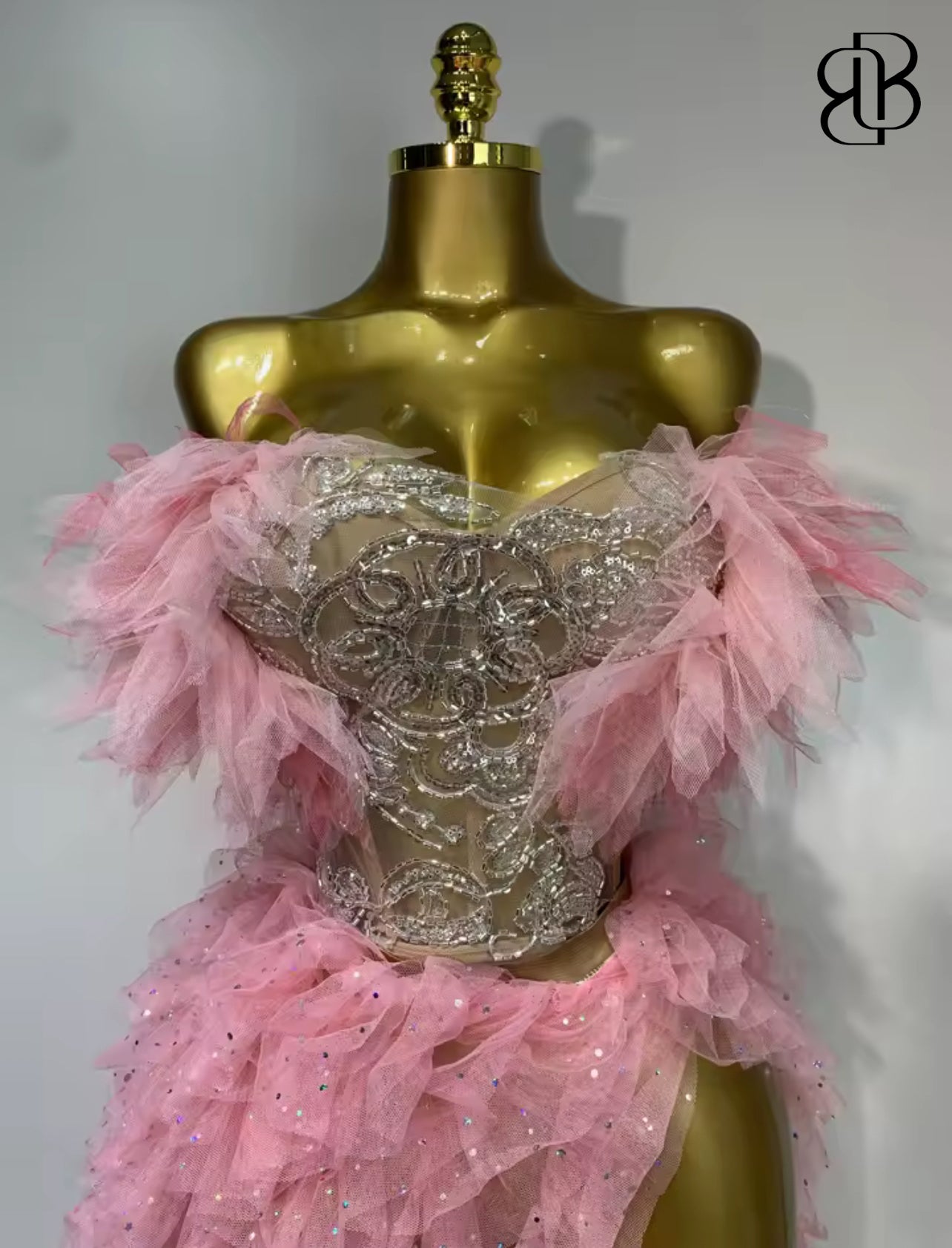 Ruffled Blush Sequin 2-Piece Set