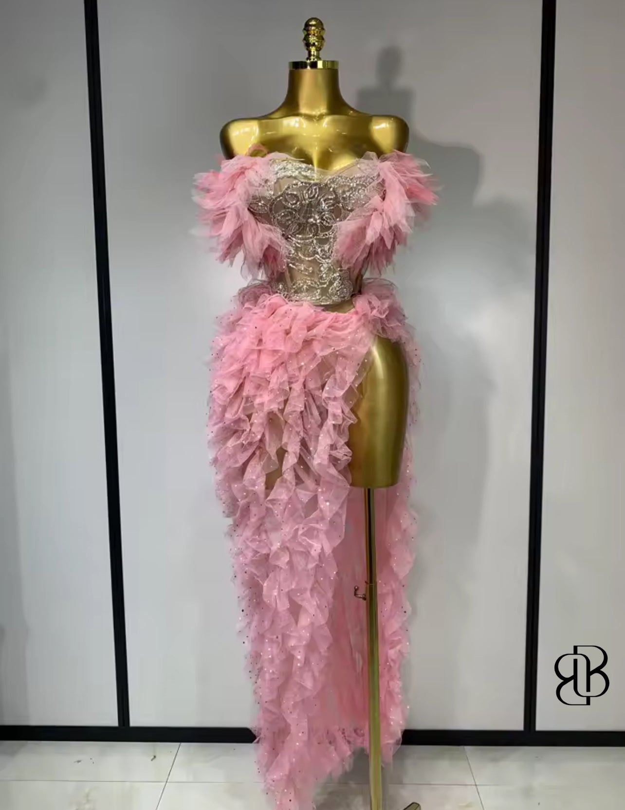 Ruffled Blush Sequin 2-Piece Set
