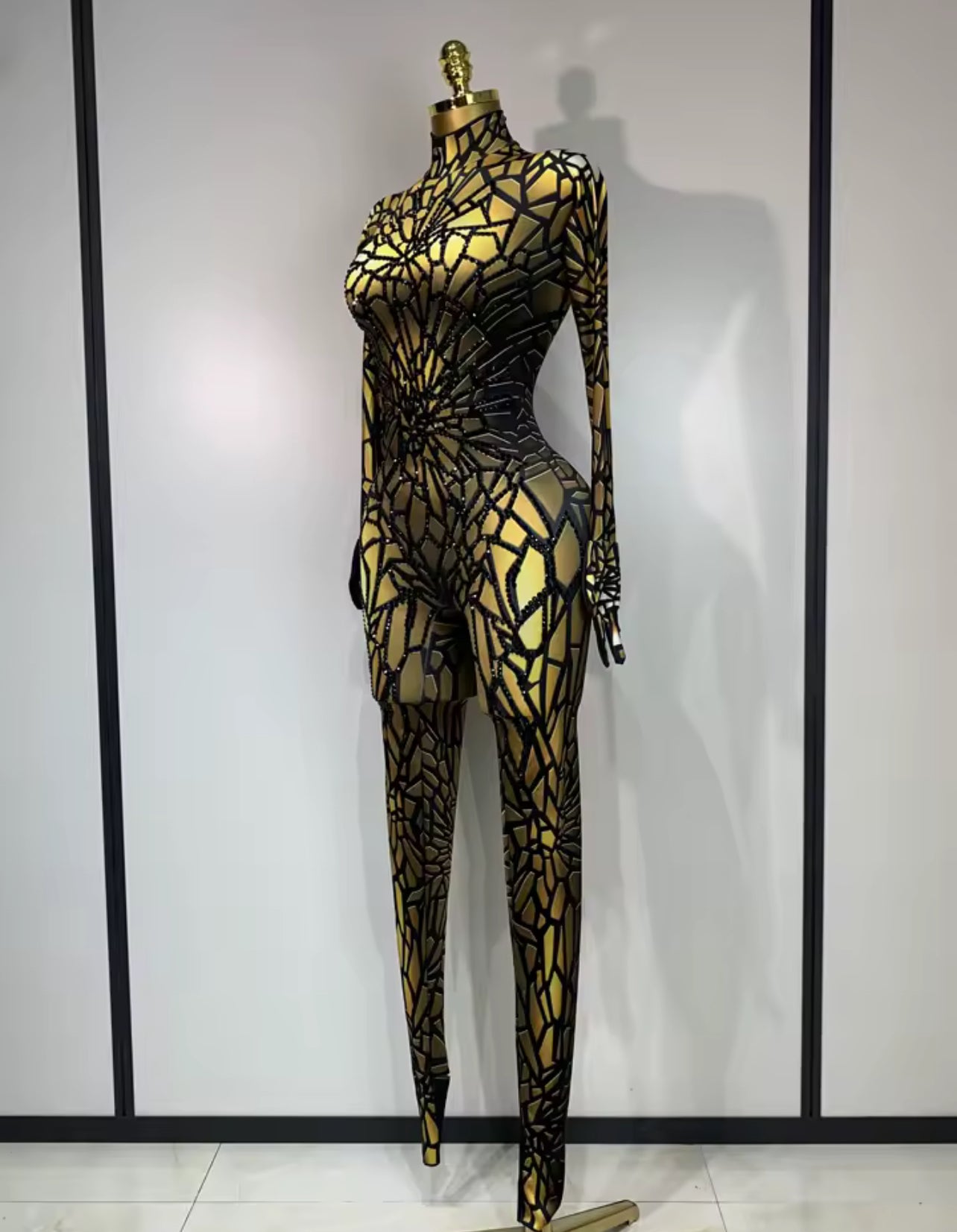 BellisimaLuxe Webbed Illusion Glitter Catsuit