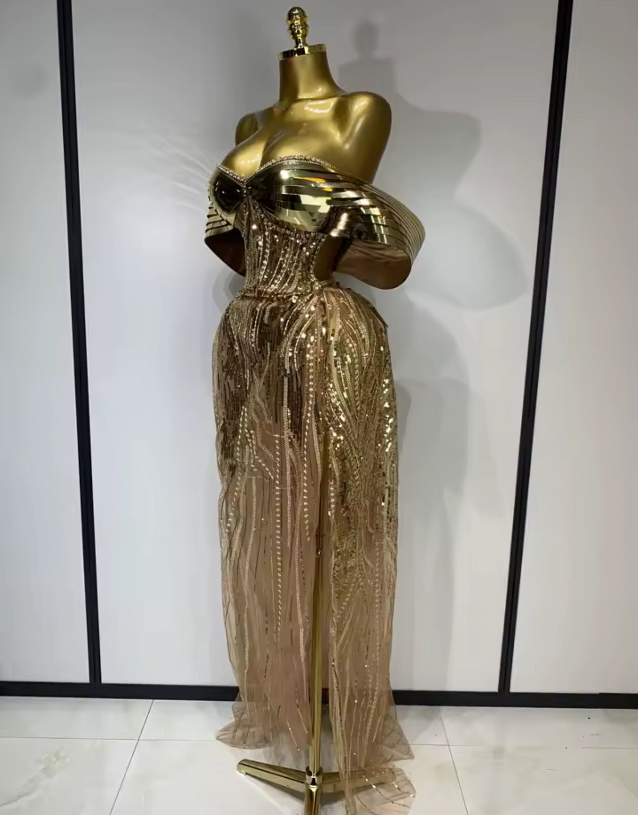 BellisimaLuxe Golden Armor Gown