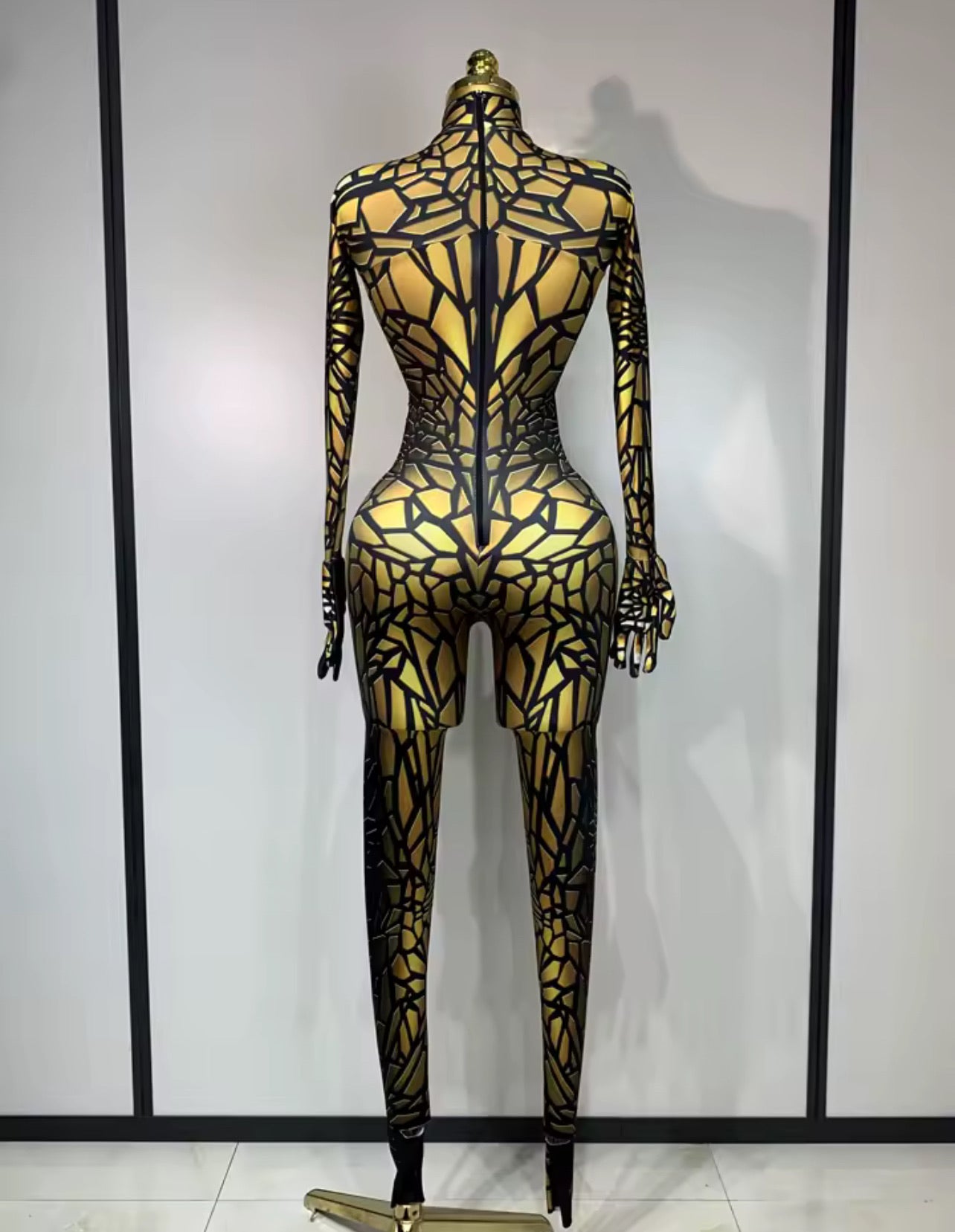 BellisimaLuxe Webbed Illusion Glitter Catsuit