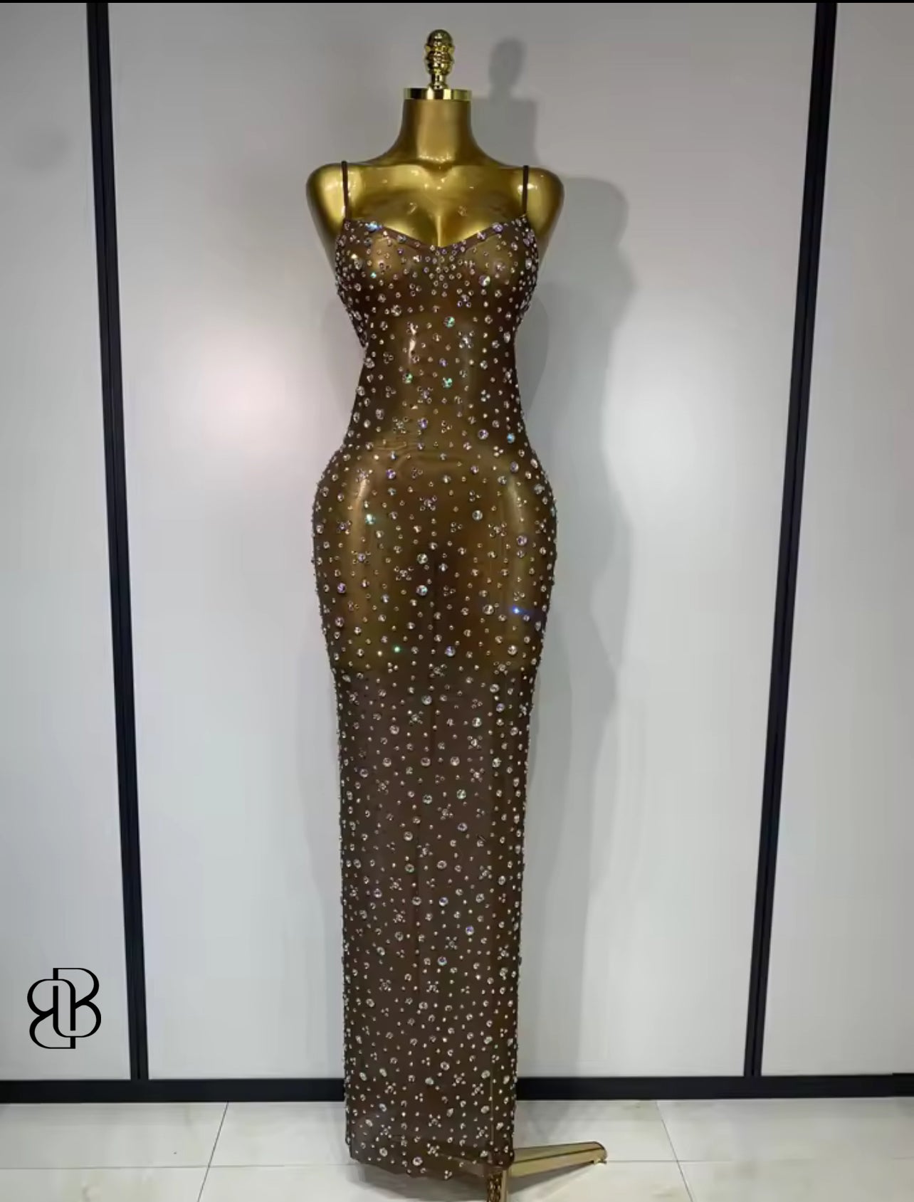 BellisimaLuxe Nude Crystal Gown
