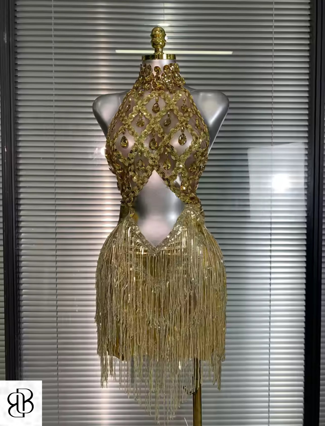 BellisimaLuxe Golden Empress Fringe Dress