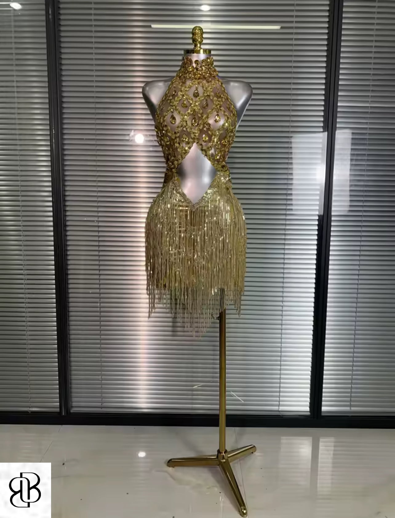BellisimaLuxe Golden Empress Fringe Dress