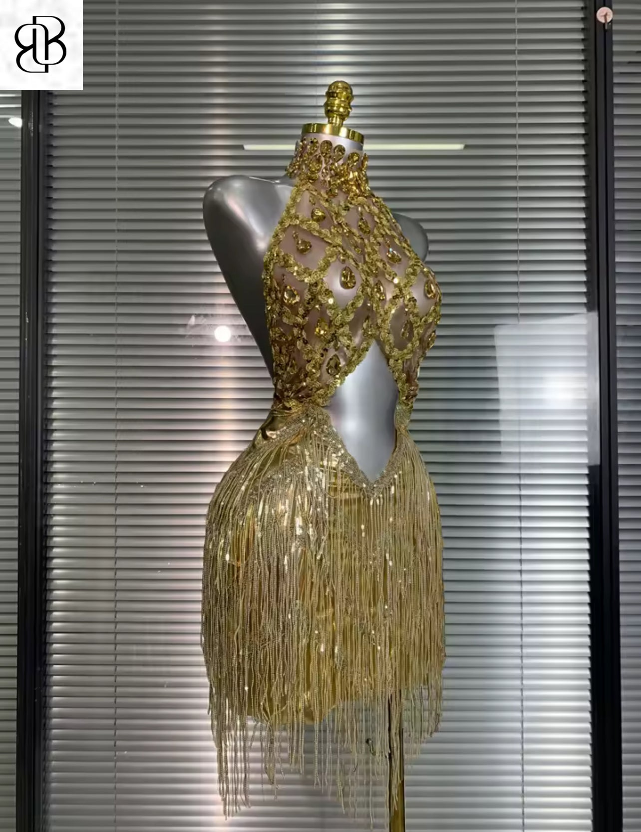 BellisimaLuxe Golden Empress Fringe Dress